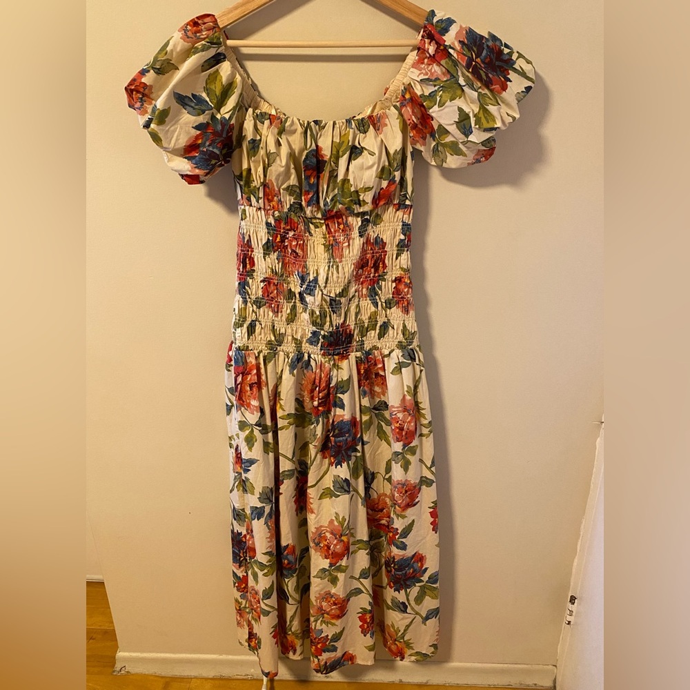 Abercrombie Floral Off-Shoulder Puff Sleeve Maxi Dress - Picture 4 of 7